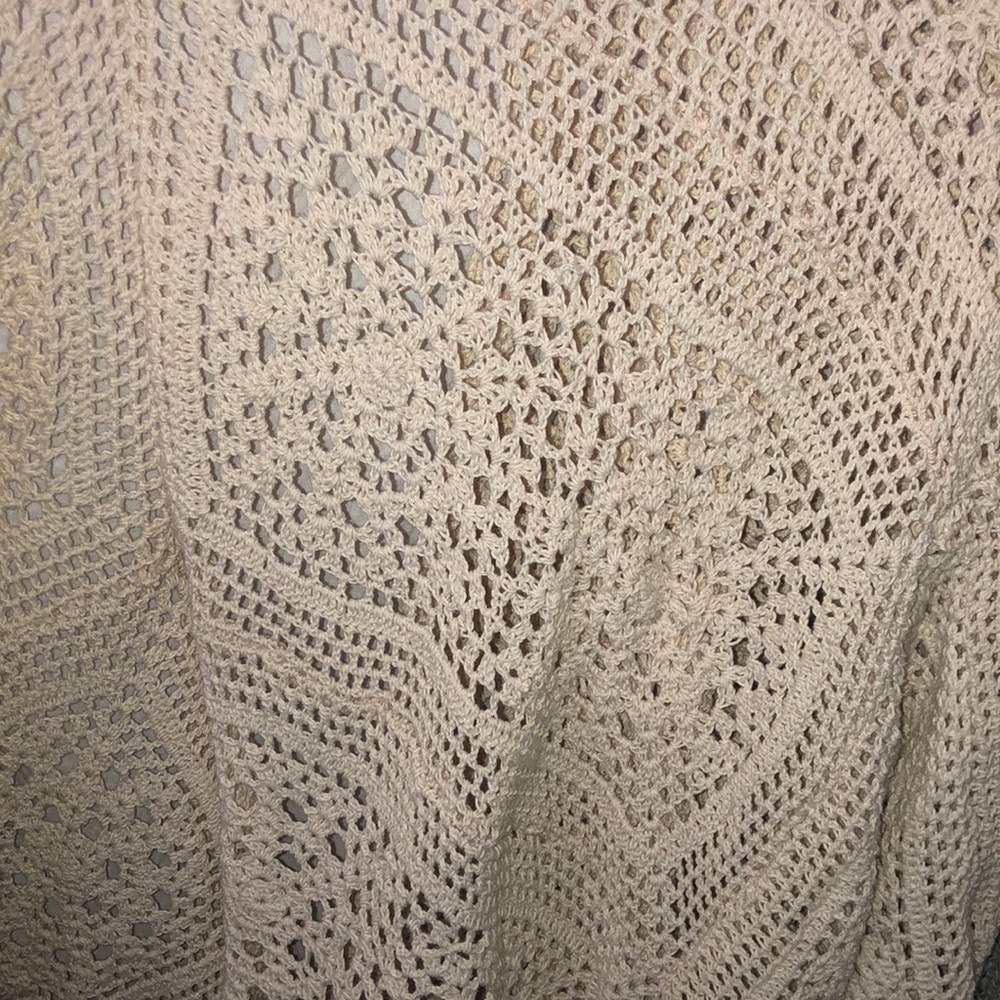 NWT Crochet Doily Cardigan in Cream HMWLBM fits up to a 5X Womens Long Cardigan - Picture 4 of 7